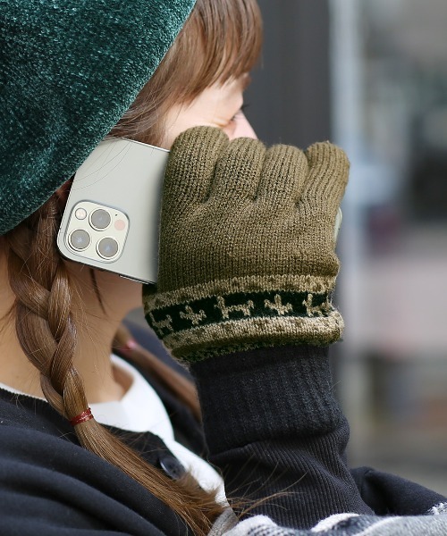 チチカカ（チチカカ）の「アニマルボーダー手袋（手袋・レディース・ベージュ/ブラック/グレー・FREE）」の4枚目の写真