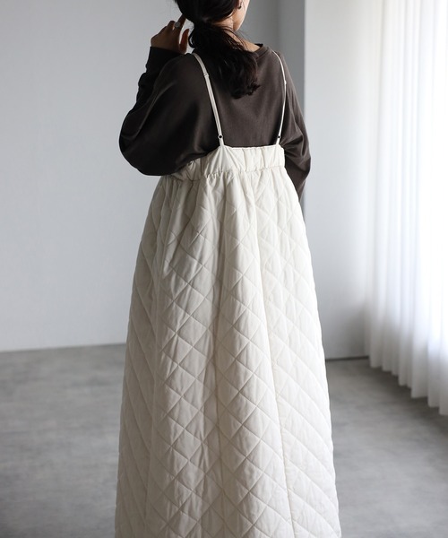 r.（アールドット）の「ダイヤキルト キャミワンピース（ジャンパースカート・レディース・ダークカーキ/カーキ/アイボリー/ブラック・FREE）」の14枚目の写真