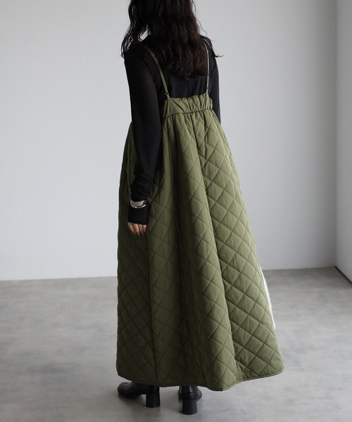 r.（アールドット）の「ダイヤキルト キャミワンピース（ジャンパースカート・レディース・ダークカーキ/カーキ/アイボリー/ブラック・FREE）」の19枚目の写真