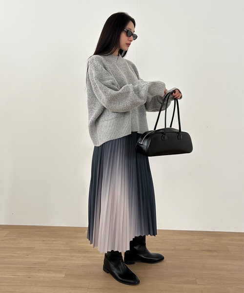 Didot.showroom（ディドット ショールーム）の「アシメグラデプリーツミディスカート（スカート・レディース・ワイン/ブラック/グレー・FREE）」の14枚目の写真