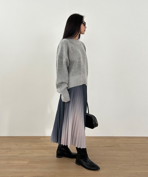 Didot.showroom（ディドット ショールーム）の「アシメグラデプリーツミディスカート（スカート・レディース・ワイン/ブラック/グレー・FREE）」の15枚目の写真