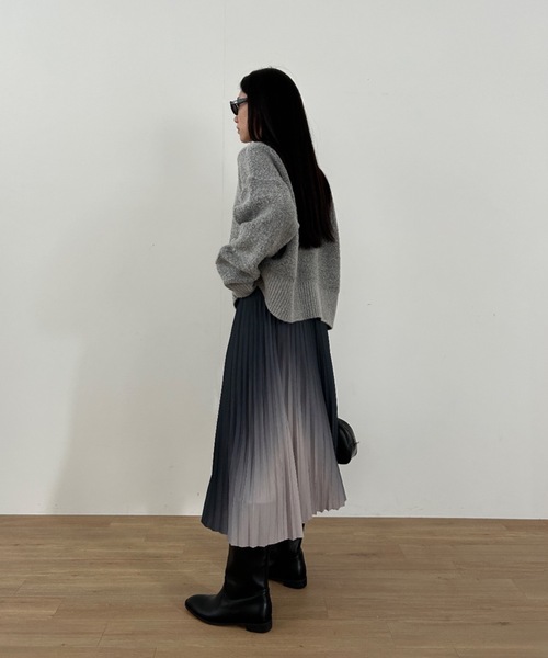 Didot.showroom（ディドット ショールーム）の「アシメグラデプリーツミディスカート（スカート・レディース・ワイン/ブラック/グレー・FREE）」の13枚目の写真