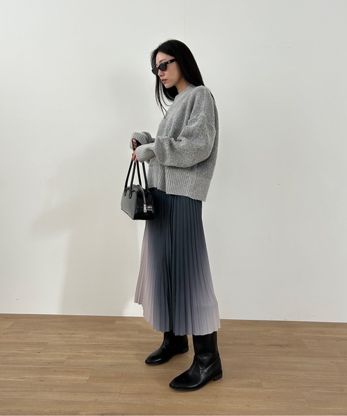 Didot.showroom（ディドット ショールーム）の「アシメグラデプリーツミディスカート（スカート・レディース・ワイン/ブラック/グレー・FREE）」の18枚目の写真