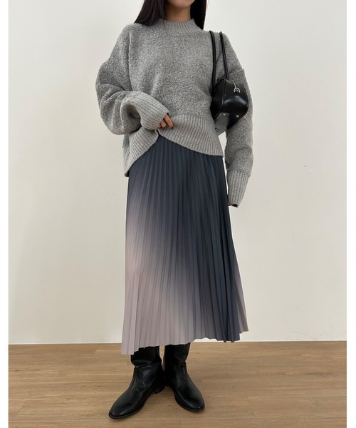 Didot.showroom（ディドット ショールーム）の「アシメグラデプリーツミディスカート（スカート・レディース・ワイン/ブラック/グレー・FREE）」の21枚目の写真