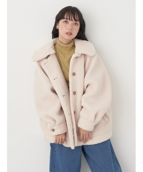 earth music&ecology(アースミュージックアンドエコロジー)の「2WAY ボアブルゾン(ブルゾン・レディース・アイボリー/モカ/ブルー・FREE)」の5枚目の写真