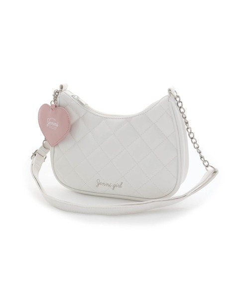 JENNI（ジェニィ）の「ミニポーチ付きキルティングショルダー（ショルダーバッグ・キッズ・ピンク/オフホワイト/ブラック・F）」の2枚目の写真