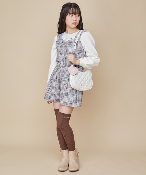 JENNI（ジェニィ）の「ミニポーチ付きキルティングショルダー（ショルダーバッグ・キッズ・ピンク/オフホワイト/ブラック・F）」の4枚目の写真