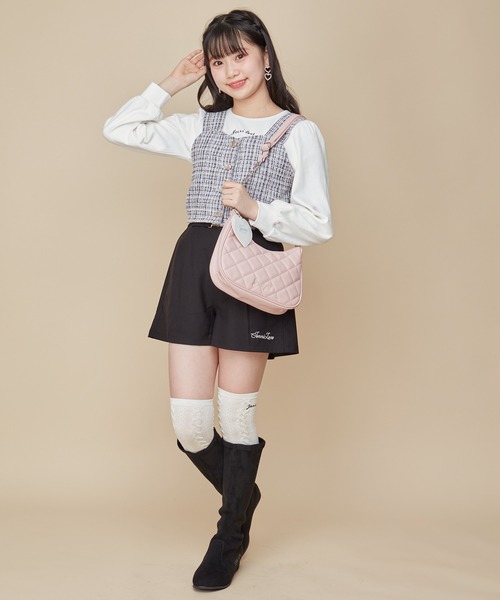 JENNI（ジェニィ）の「ミニポーチ付きキルティングショルダー（ショルダーバッグ・キッズ・ピンク/オフホワイト/ブラック・F）」の8枚目の写真