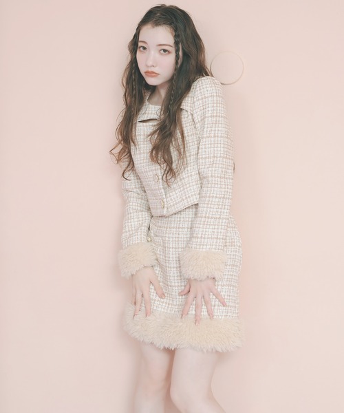 REDYAZEL(レディアゼル)の「ファー付きツィードミニスカート(スカート・レディース・ベージュ/ブラック系その他・FREE)」の16枚目の写真