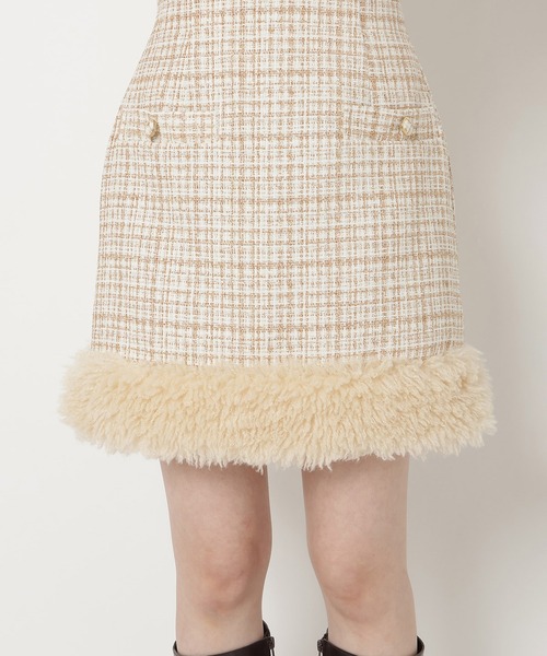 REDYAZEL(レディアゼル)の「ファー付きツィードミニスカート(スカート・レディース・ベージュ/ブラック系その他・FREE)」の9枚目の写真