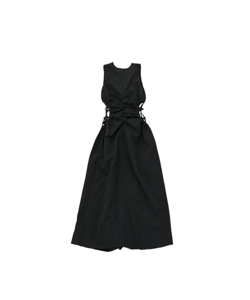 ウエストサイドホールワンピース肌見せヘルシースリーブレスモードノースリーブロング丈ひと癖夏服