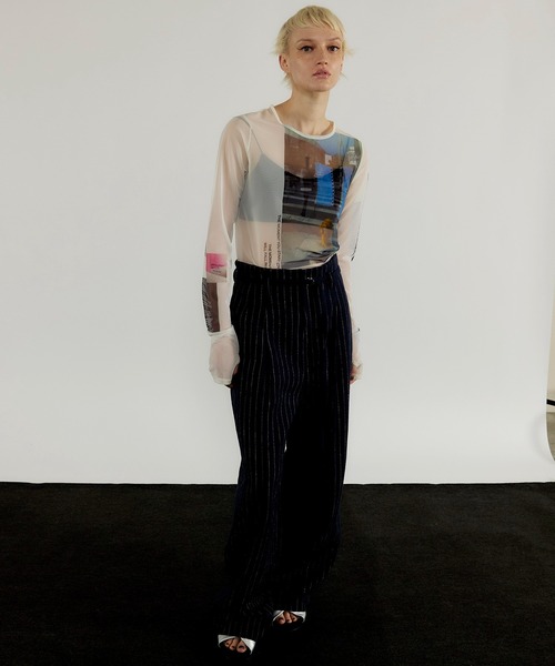 Photo Print Mesh Tops/フォトプリントメッシュトップス【MAISON 