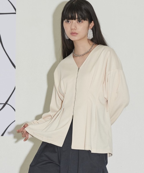 THE YOn(ザヨン)の「前後2WAYダブルZIPウエストタックカーディガン(カーディガン/ボレロ・レディース・ブラック/グレー/アイボリー・FREE)」の2枚目の写真