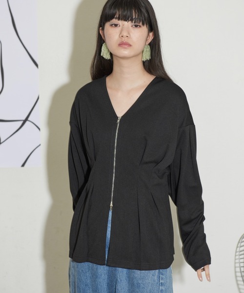 THE YOn(ザヨン)の「前後2WAYダブルZIPウエストタックカーディガン(カーディガン/ボレロ・レディース・ブラック/グレー/アイボリー・FREE)」の11枚目の写真