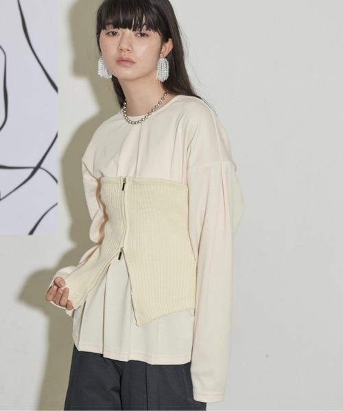 THE YOn(ザヨン)の「前後2WAYダブルZIPウエストタックカーディガン(カーディガン/ボレロ・レディース・ブラック/グレー/アイボリー・FREE)」の6枚目の写真