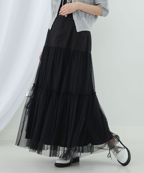 新品ビームス　チュールスカート Ray BEAMS（レイ ビームス）タイムセールデニム キリカエ チュール