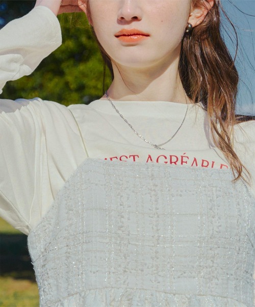 titivate(ティティベイト)の「ロゴプリントデザインロングスリーブTシャツ(Tシャツ/カットソー・レディース・ライトグレー/ホワイト系その他/ホワイト系その他2/チャコール・FREE)」の8枚目の写真