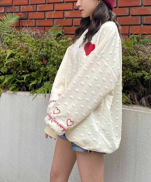 NANEA（ナネア）の「ハートモチーフデザインプルオーバー（スウェット・レディース・アイボリー/ブラック/グレー・X-LARGE/XX-LARGE）」の9枚目の写真