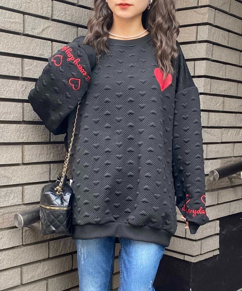 NANEA（ナネア）の「ハートモチーフデザインプルオーバー（スウェット・レディース・アイボリー/ブラック/グレー・X-LARGE/XX-LARGE）」の14枚目の写真