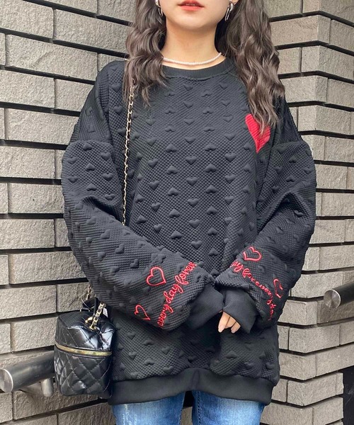 NANEA（ナネア）の「ハートモチーフデザインプルオーバー（スウェット・レディース・アイボリー/ブラック/グレー・X-LARGE/XX-LARGE）」の15枚目の写真