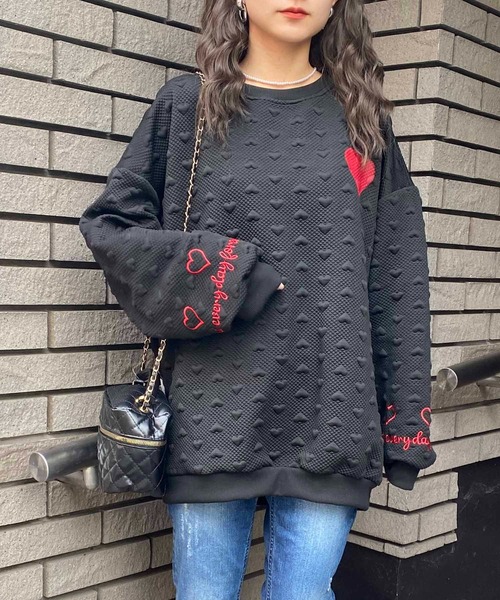 NANEA（ナネア）の「ハートモチーフデザインプルオーバー（スウェット・レディース・アイボリー/ブラック/グレー・X-LARGE/XX-LARGE）」の17枚目の写真
