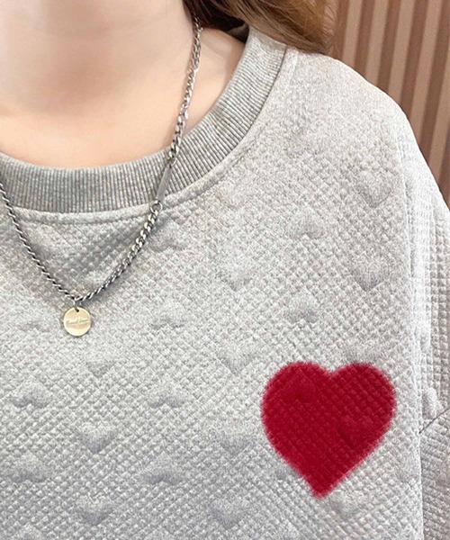 NANEA（ナネア）の「ハートモチーフデザインプルオーバー（スウェット・レディース・アイボリー/ブラック/グレー・X-LARGE/XX-LARGE）」の20枚目の写真