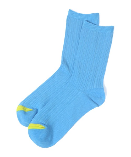 BAYFLOW（ベイフロー）の「ランダムリブカラーソックス（ソックス/靴下・レディース・イエロー/オレンジ/ライトグリーン/サックスブルー・FREE）」の2枚目の写真