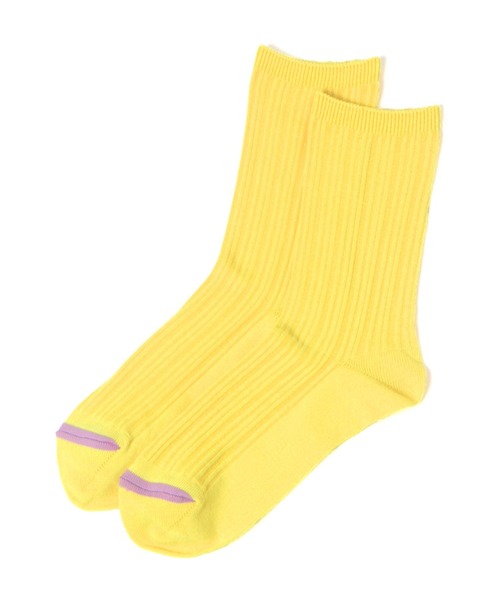 BAYFLOW（ベイフロー）の「ランダムリブカラーソックス（ソックス/靴下・レディース・イエロー/オレンジ/ライトグリーン/サックスブルー・FREE）」の3枚目の写真