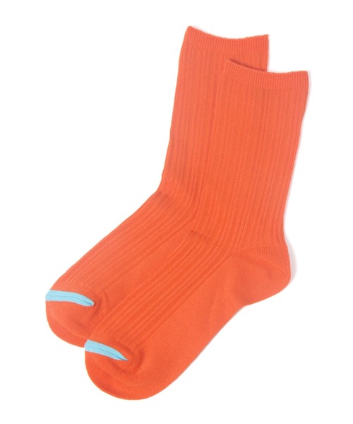 BAYFLOW（ベイフロー）の「ランダムリブカラーソックス（ソックス/靴下・レディース・イエロー/オレンジ/ライトグリーン/サックスブルー・FREE）」の4枚目の写真