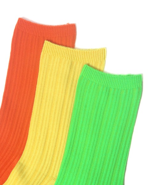 BAYFLOW（ベイフロー）の「ランダムリブカラーソックス（ソックス/靴下・レディース・イエロー/オレンジ/ライトグリーン/サックスブルー・FREE）」の8枚目の写真