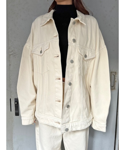 EGOIST（エゴイスト）の「オーバーサイズツイルジャケット（その他アウター・レディース・アイボリー・FREE）」の2枚目の写真