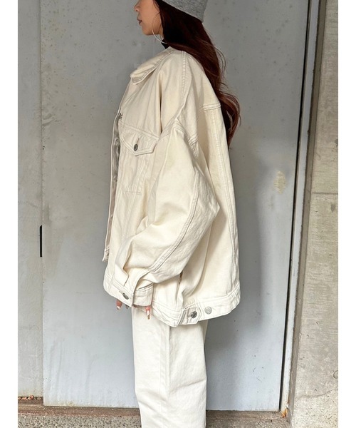 EGOIST（エゴイスト）の「オーバーサイズツイルジャケット（その他アウター・レディース・アイボリー・FREE）」の4枚目の写真