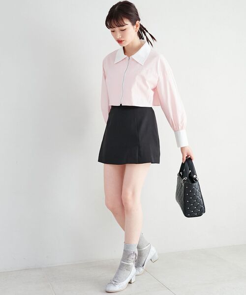 MAJESTIC LEGON（マジェスティックレゴン）の「パピヨンジップショートシャツ（シャツ/ブラウス・レディース・オフホワイト/ブルー系その他2/ピンク・MEDIUM）」の18枚目の写真