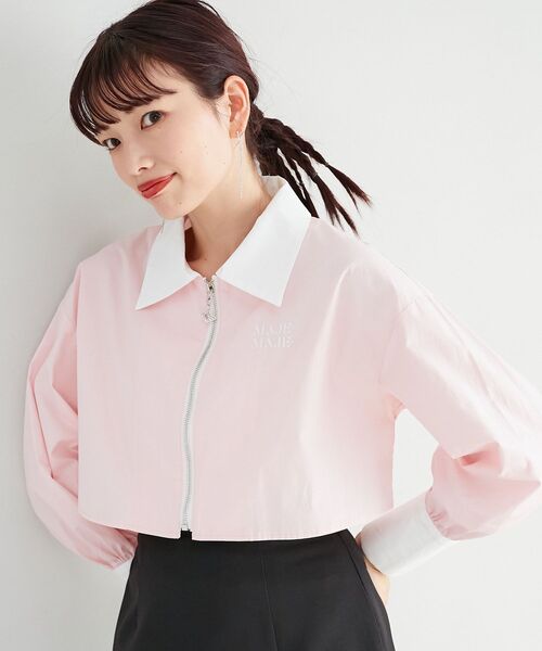 MAJESTIC LEGON（マジェスティックレゴン）の「パピヨンジップショートシャツ（シャツ/ブラウス・レディース・オフホワイト/ブルー系その他2/ピンク・MEDIUM）」の17枚目の写真