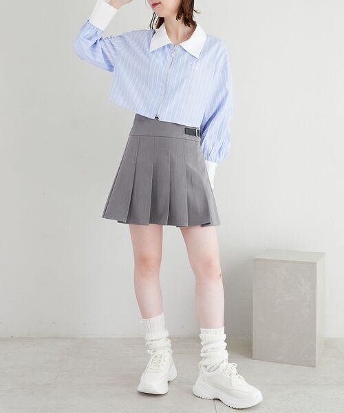 MAJESTIC LEGON（マジェスティックレゴン）の「パピヨンジップショートシャツ（シャツ/ブラウス・レディース・オフホワイト/ブルー系その他2/ピンク・MEDIUM）」の22枚目の写真