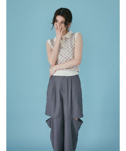 MURUA(ムルーア)の「ジャガードパターンニットポロ(ニット/セーター・レディース・ブラック/ブルー/アイボリー/ライトグリーン・FREE)」の10枚目の写真