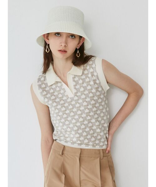 MURUA(ムルーア)の「ジャガードパターンニットポロ(ニット/セーター・レディース・ブラック/ブルー/アイボリー/ライトグリーン・FREE)」の11枚目の写真