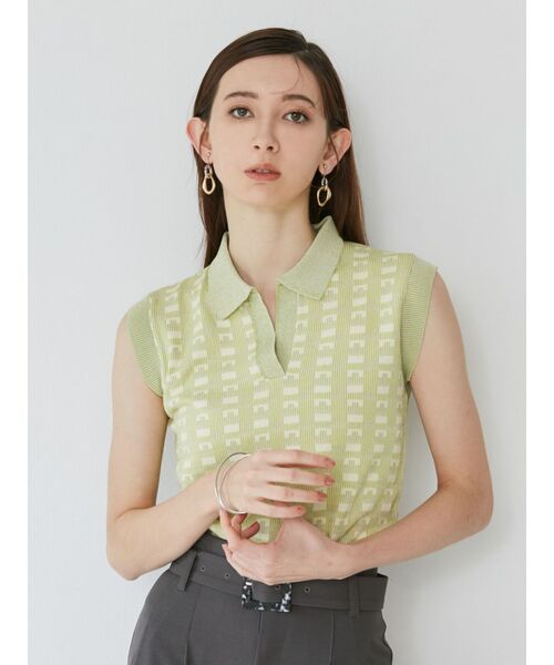 MURUA(ムルーア)の「ジャガードパターンニットポロ(ニット/セーター・レディース・ブラック/ブルー/アイボリー/ライトグリーン・FREE)」の14枚目の写真