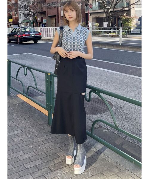 MURUA(ムルーア)の「ジャガードパターンニットポロ(ニット/セーター・レディース・ブラック/ブルー/アイボリー/ライトグリーン・FREE)」の22枚目の写真