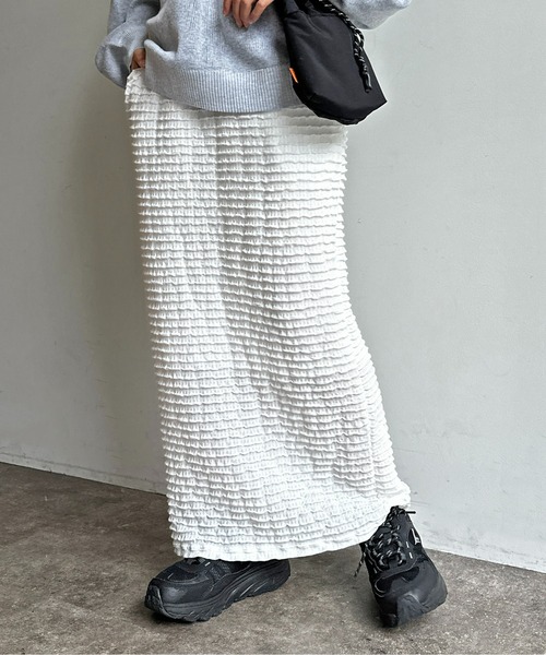 CPCM（シーピーシーエム）の「ジャガードメローナロースカート（スカート・レディース・ブラック/オフホワイト/イエロー/黄緑系・F）」の2枚目の写真