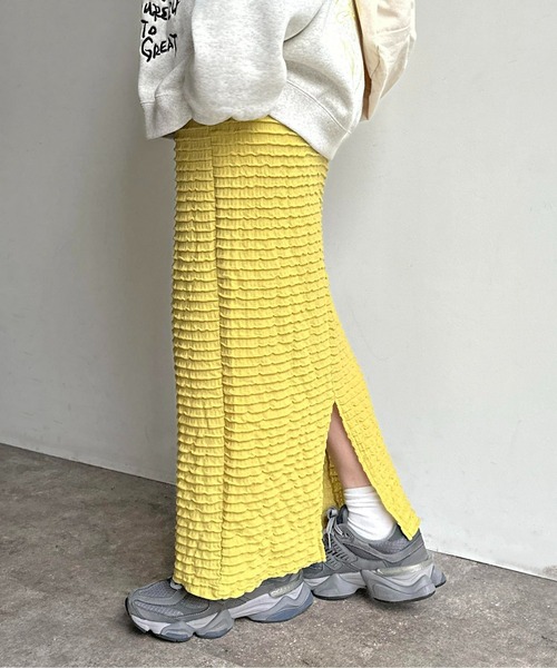 CPCM（シーピーシーエム）の「ジャガードメローナロースカート（スカート・レディース・ブラック/オフホワイト/イエロー/黄緑系・F）」の12枚目の写真