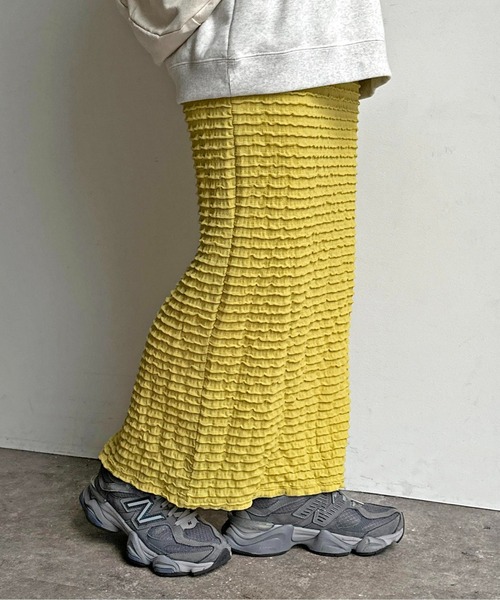 CPCM（シーピーシーエム）の「ジャガードメローナロースカート（スカート・レディース・ブラック/オフホワイト/イエロー/黄緑系・F）」の10枚目の写真