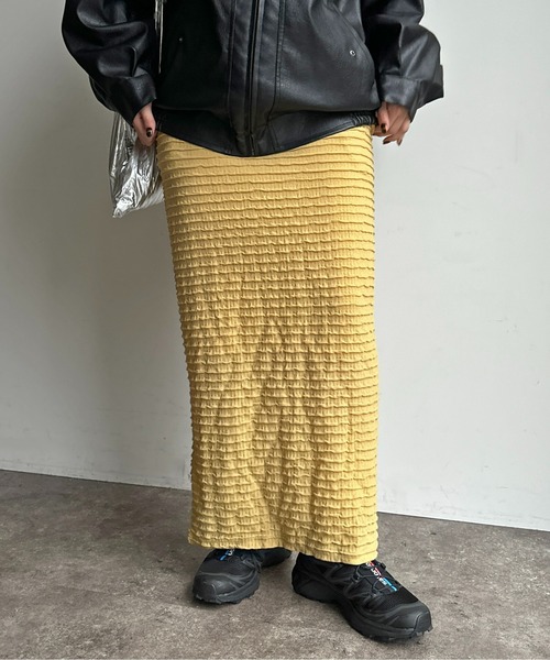 CPCM（シーピーシーエム）の「ジャガードメローナロースカート（スカート・レディース・ブラック/オフホワイト/イエロー/黄緑系・F）」の9枚目の写真