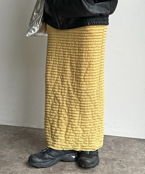 CPCM（シーピーシーエム）の「ジャガードメローナロースカート（スカート・レディース・ブラック/オフホワイト/イエロー/黄緑系・F）」の8枚目の写真