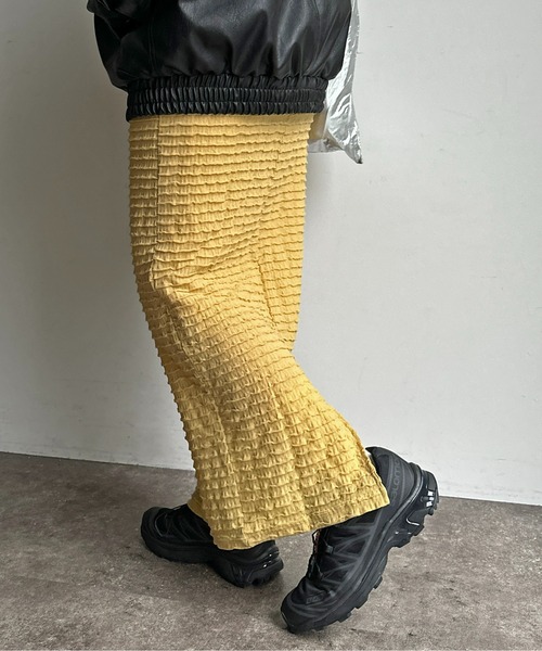 CPCM（シーピーシーエム）の「ジャガードメローナロースカート（スカート・レディース・ブラック/オフホワイト/イエロー/黄緑系・F）」の7枚目の写真