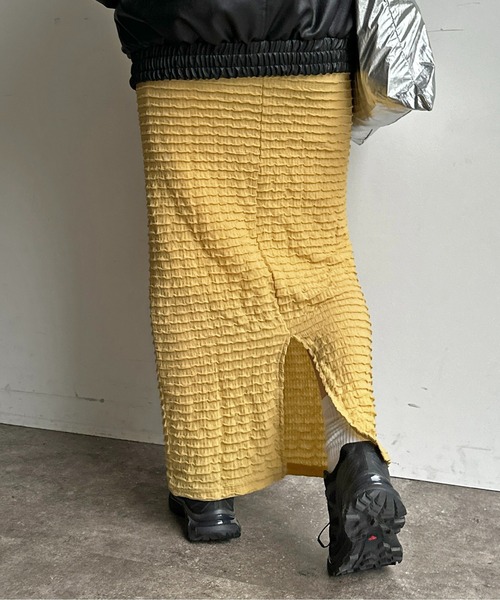 CPCM（シーピーシーエム）の「ジャガードメローナロースカート（スカート・レディース・ブラック/オフホワイト/イエロー/黄緑系・F）」の6枚目の写真