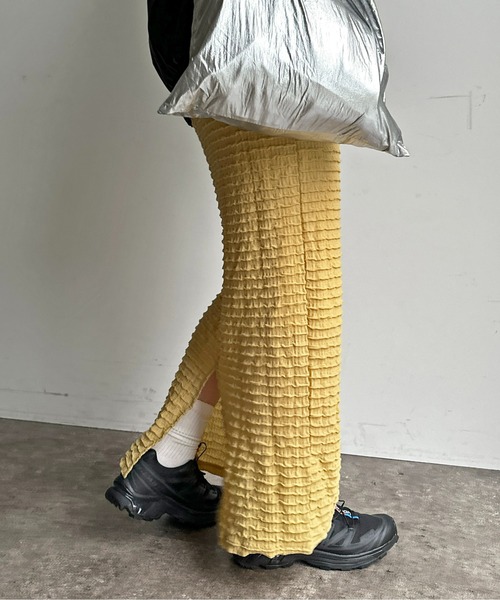 CPCM（シーピーシーエム）の「ジャガードメローナロースカート（スカート・レディース・ブラック/オフホワイト/イエロー/黄緑系・F）」の5枚目の写真