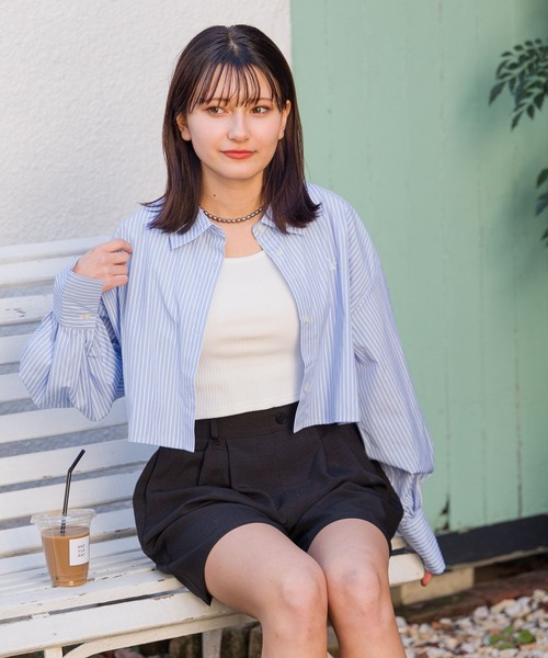 GLOBAL WORK(グローバルワーク)の「クロップドシャツセット/AND YUA ANY/100676(シャツ/ブラウス・キッズ・ブルー系その他/ブルー/ピンク系その他・FREE)」の6枚目の写真
