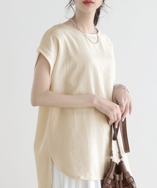 SUNFLOWER EIGHT（サンフラワーエイト）の「冷感トップス/セットアップ対応（Tシャツ/カットソー・レディース・アイボリー/ミント/ブラック/ネイビー/ベージュ・LL/M/L）」の2枚目の写真