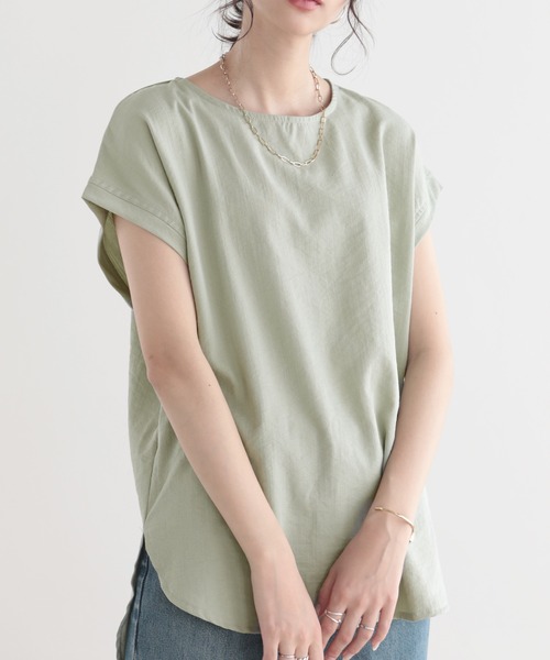 SUNFLOWER EIGHT（サンフラワーエイト）の「冷感トップス/セットアップ対応（Tシャツ/カットソー・レディース・アイボリー/ミント/ブラック/ネイビー/ベージュ・LL/M/L）」の4枚目の写真